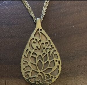 Monet Gold and Mother Of Pearl Mop Teardrop Double Strand Necklace